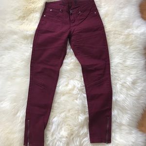 maroon color jeans